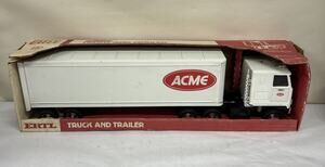 Vintage ERTL Tractor Trailer Acme 3488 In Box White Steel Advertisement Chevy